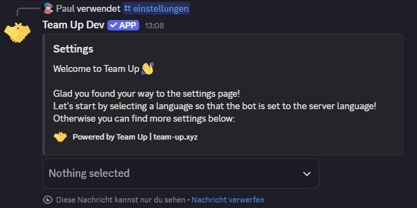 /settings Command Embed